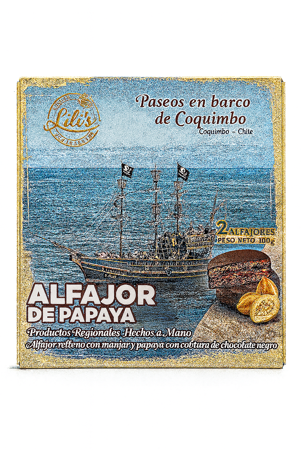 Alfajores pack 2 unidades Lili’s 100g - diseños de lugares de Chile