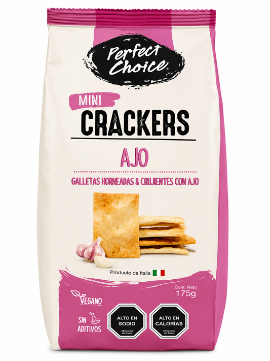 Mini Crackers Ajo 175g – Galletas Horneadas Crujientes - Perfect Choice