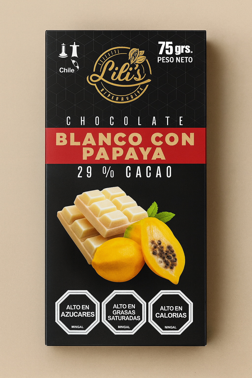 Chocolate blanco con papaya 75g Lili’s