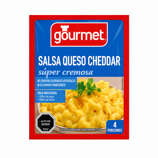 Salsa queso Cheddar Gourmet - super cremosa 4 porciones
