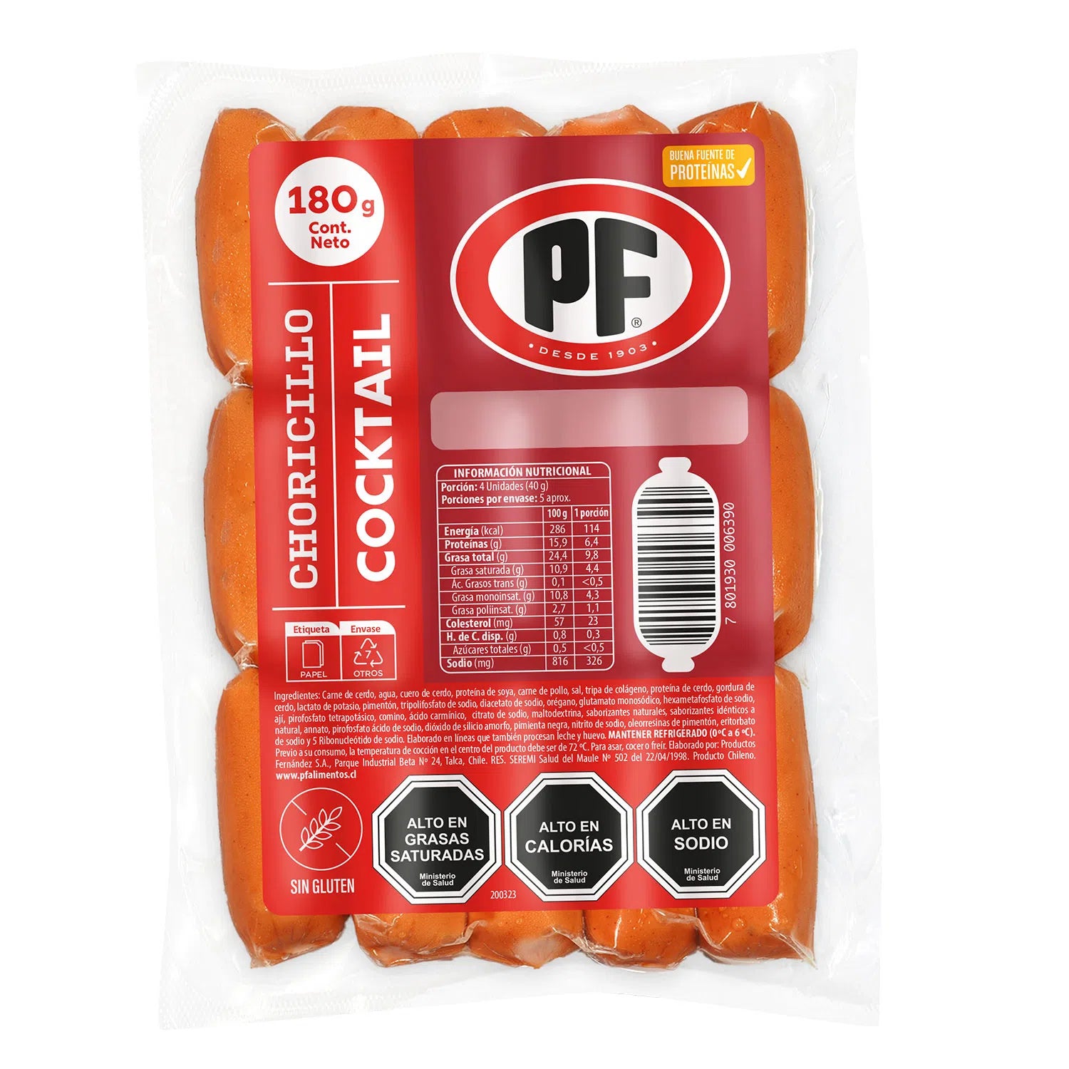 Choricillo de cóctel PF 180gr - Chilena Cossas 