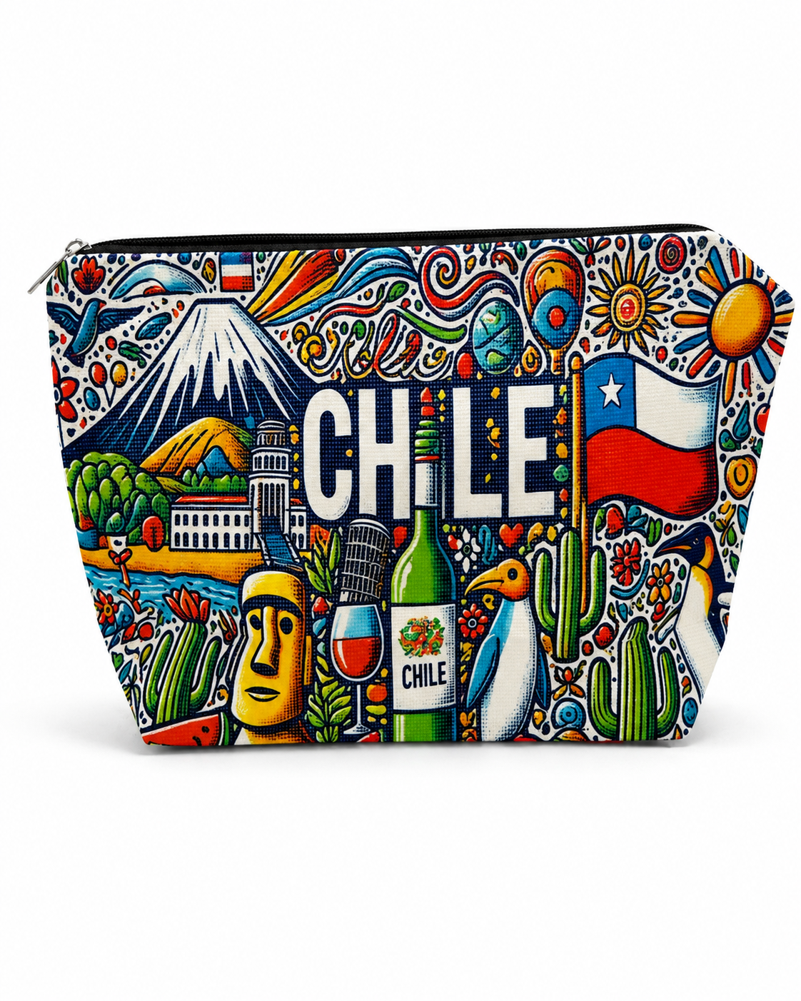 Neceser Chileno con Diseño de Chile – Estuche Multiuso con Ilustraciones Típicas