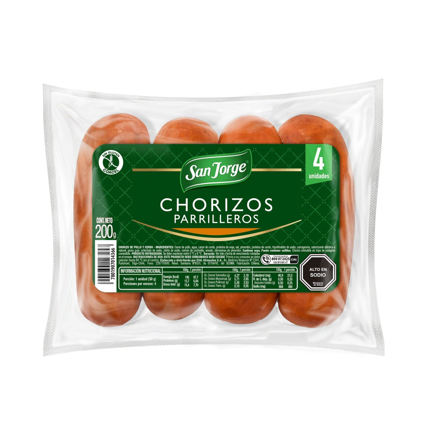 Chorizo parrillero san jorge 200g - 4 unidades