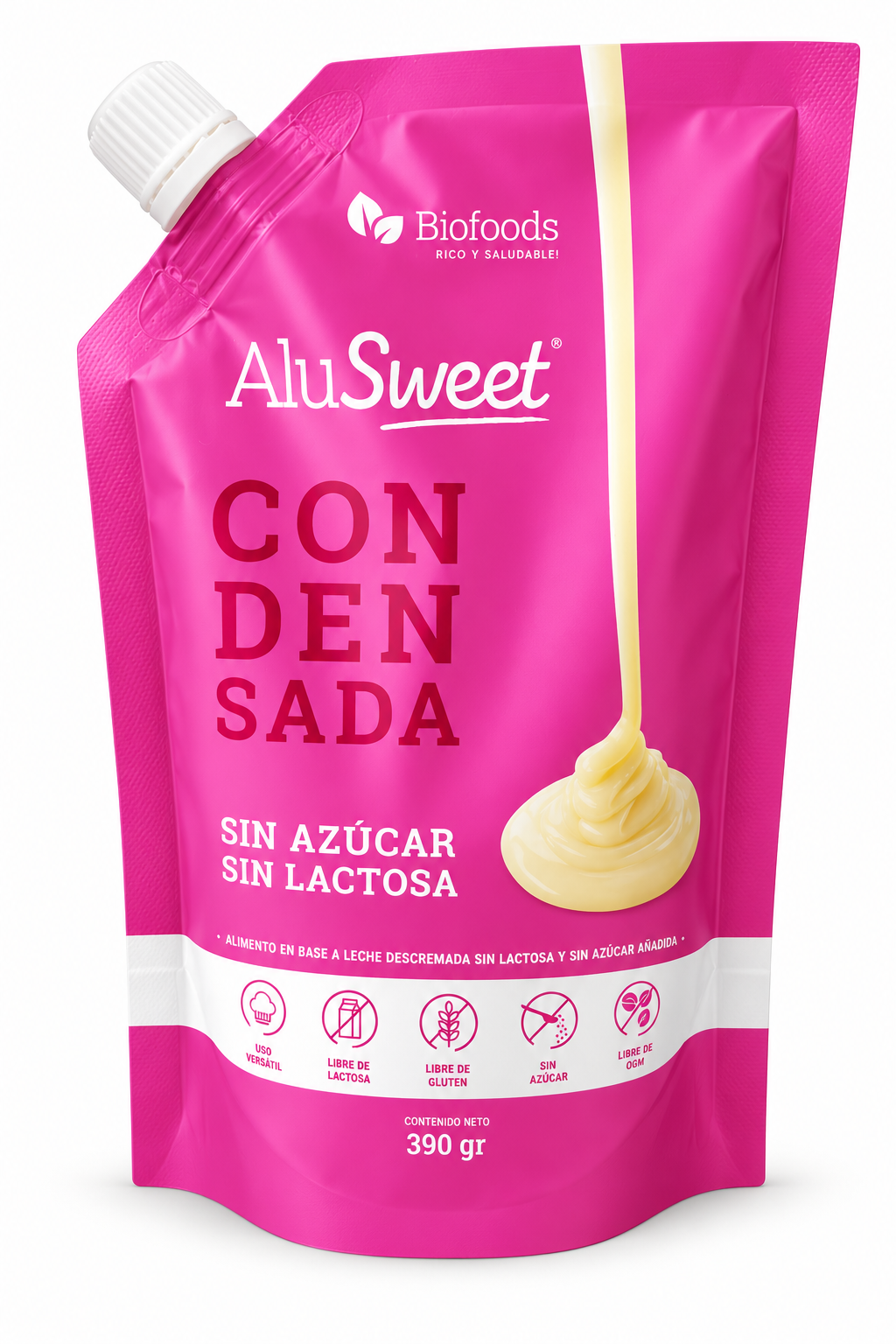 Leche Condensada AluSweet Biofoods Sin Azúcar y Sin Lactosa 390 g