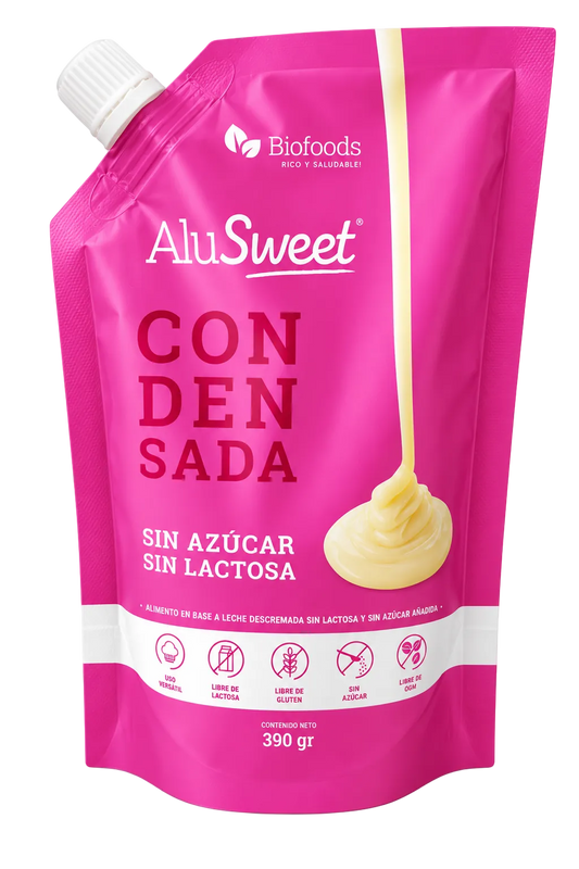 Leche Condensada AluSweet Biofoods Sin Azúcar y Sin Lactosa 390 g