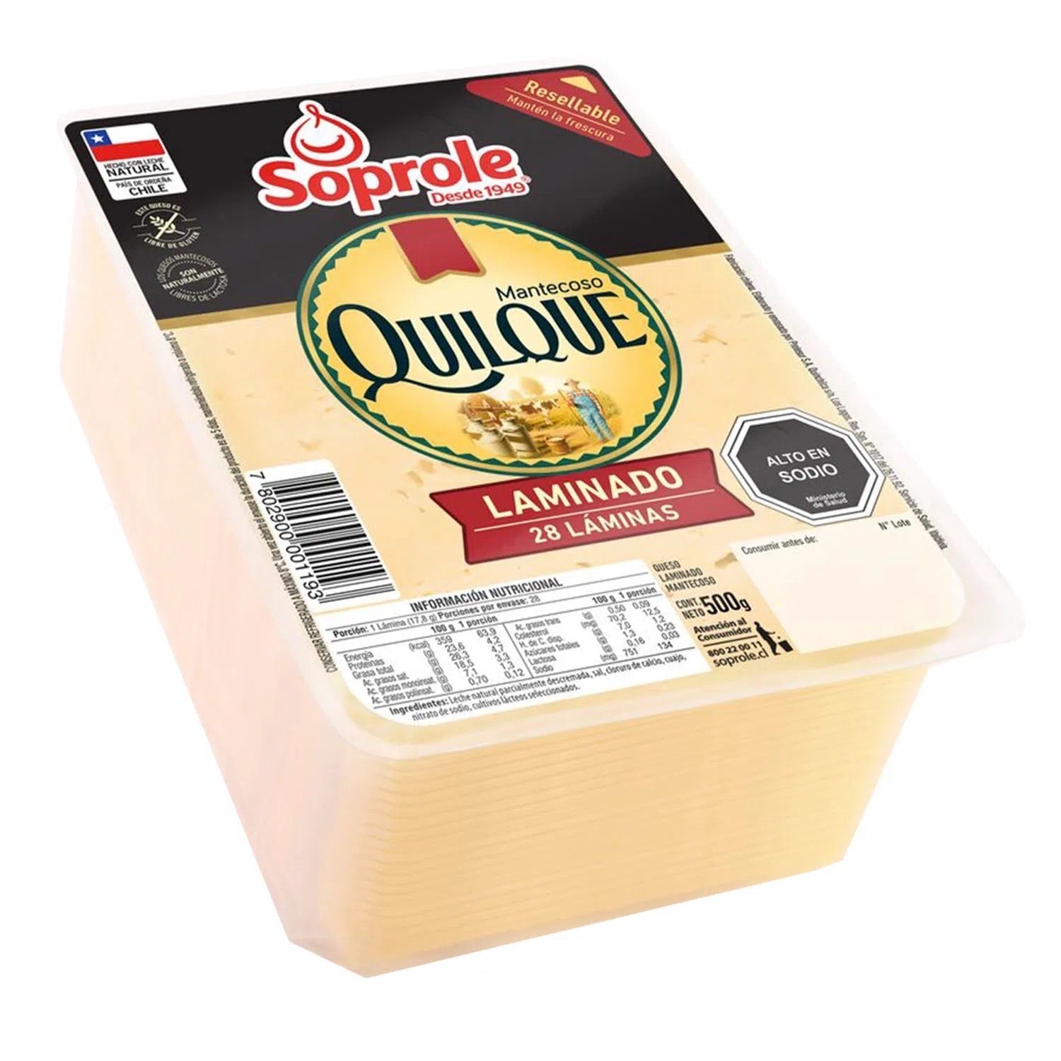 Queso Quilque mantecoso laminado - Chilena Cossas 