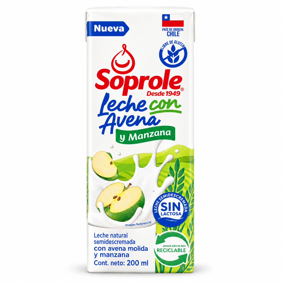 Leche Soprole con Avena y Manzana 200 ml – Sin Lactosa