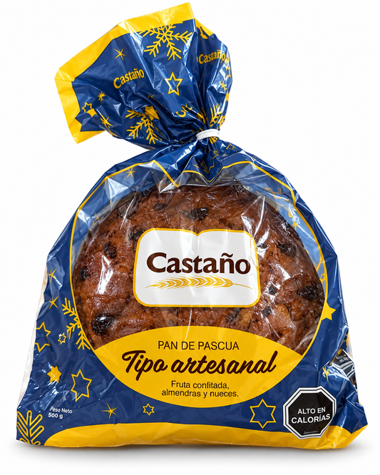 Pan de Pascua Castaño Tipo Artesanal 500 g – Fruta Confitada, Almendras y Nueces