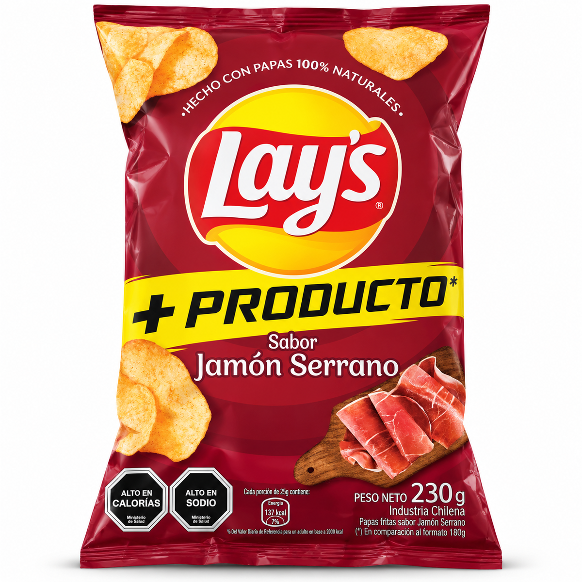 Lay’s Sabor Jamón Serrano 230 g – Papas Fritas Chilenas