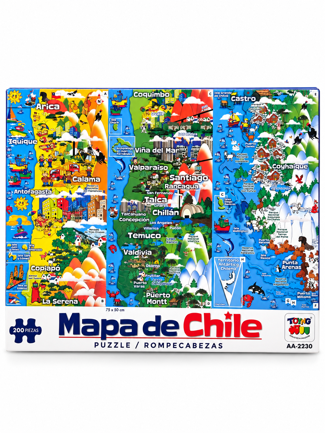 Rompecabezas Mapa de Chile 200 Piezas – Educativo por Regiones 75 x 50 cm