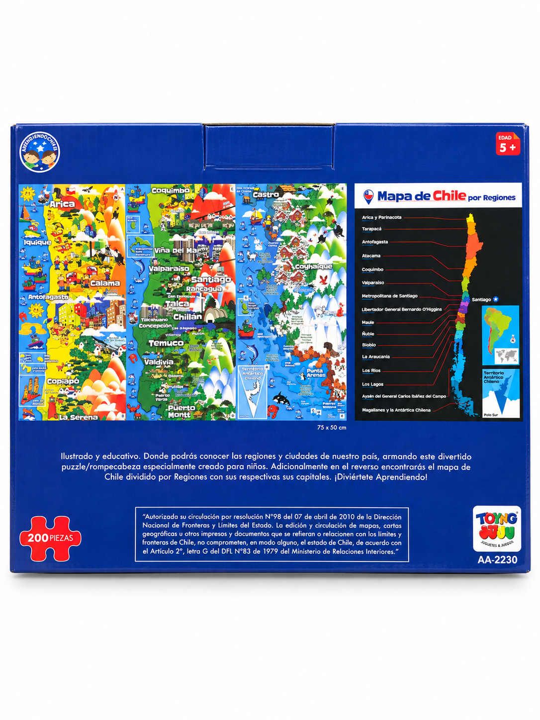 Rompecabezas Mapa de Chile 200 Piezas – Educativo por Regiones 75 x 50 cm