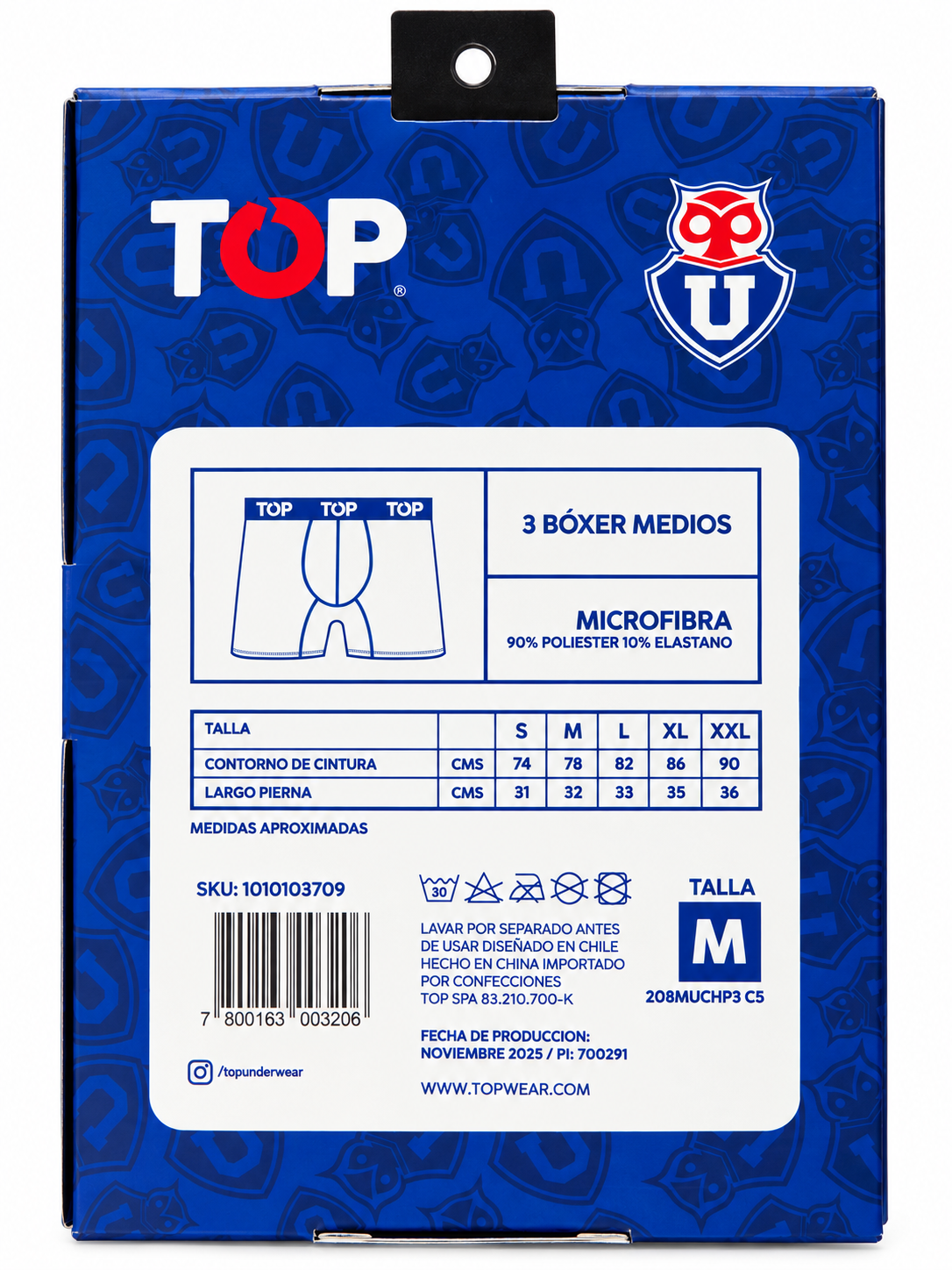 Pack 3 Bóxers Universidad de Chile TOP – Microfibra