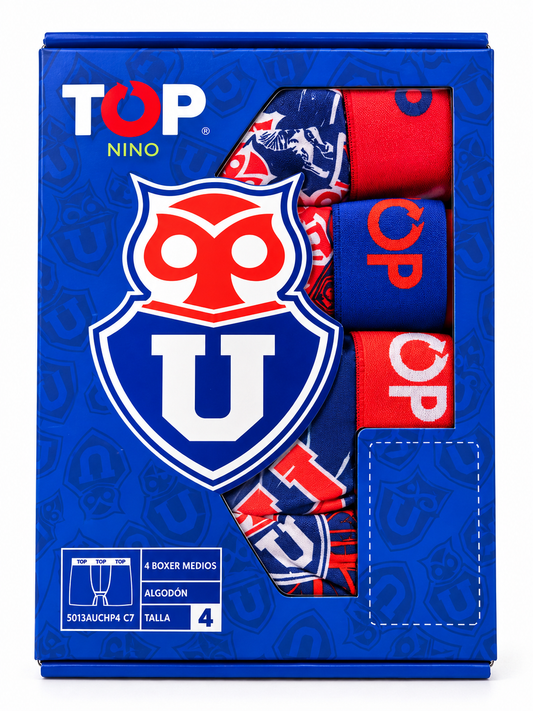 Pack de 4 Bóxers para Niño TOP – Universidad de Chile