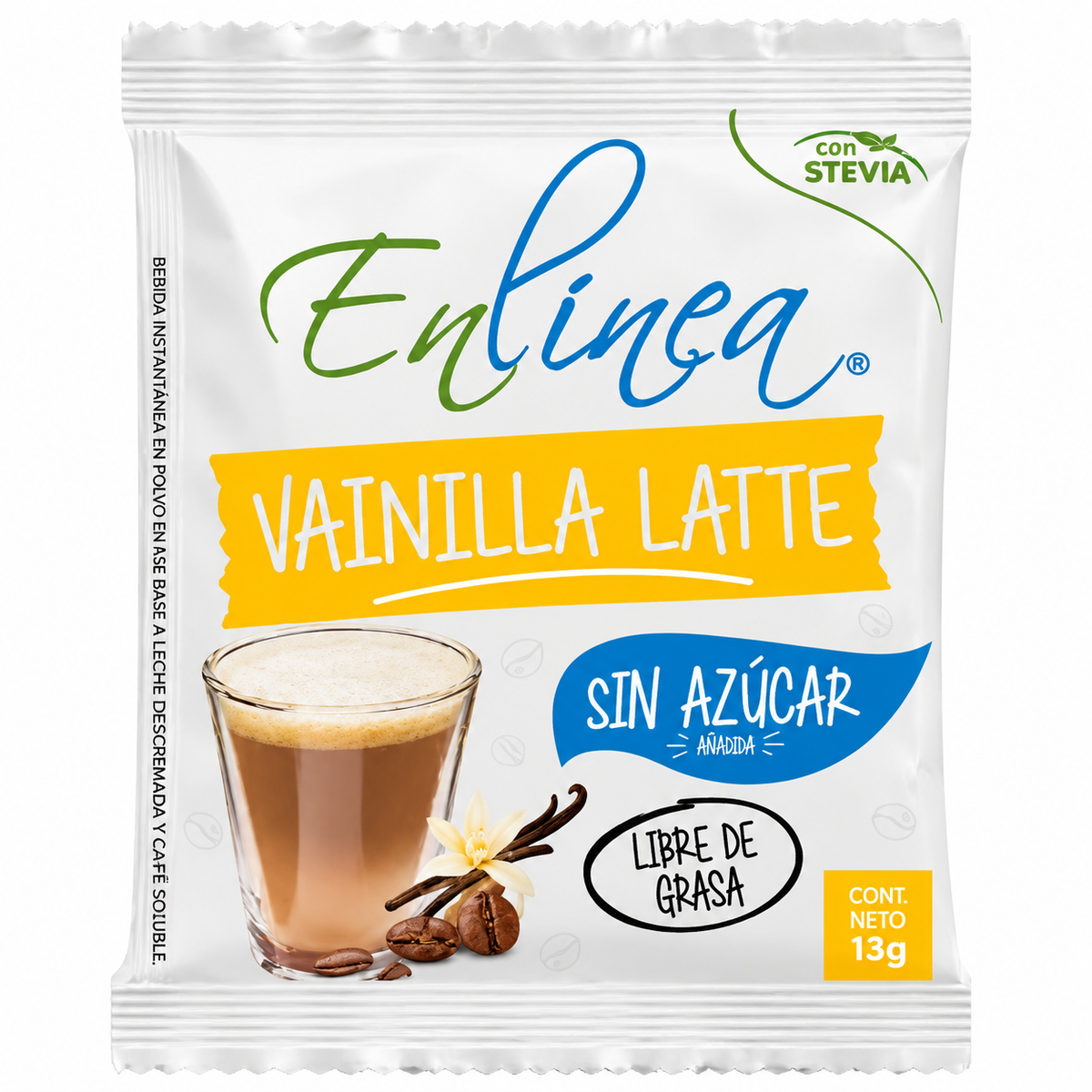 En Linea Vainilla latte Sin azucar- bebida instantanea Libre de grasa