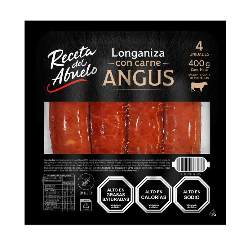 Longaniza con carne angus Receta del abuelo 400g - Chilena Cossas 