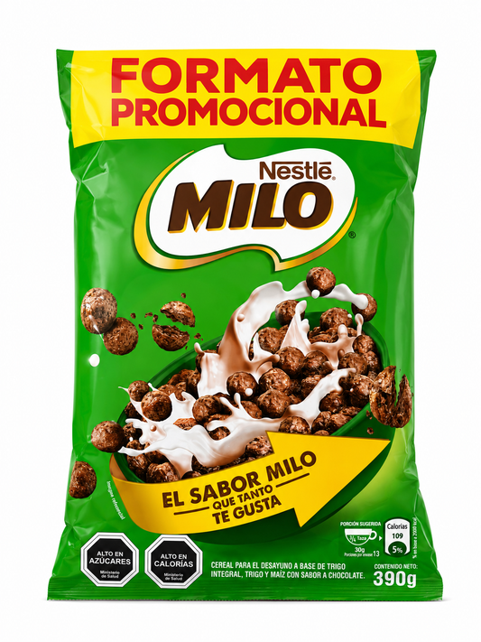 Nestlé Milo Cereal Chocolate 390 g | Cereal Crocante Sabor Chocolate| Producto Chileno