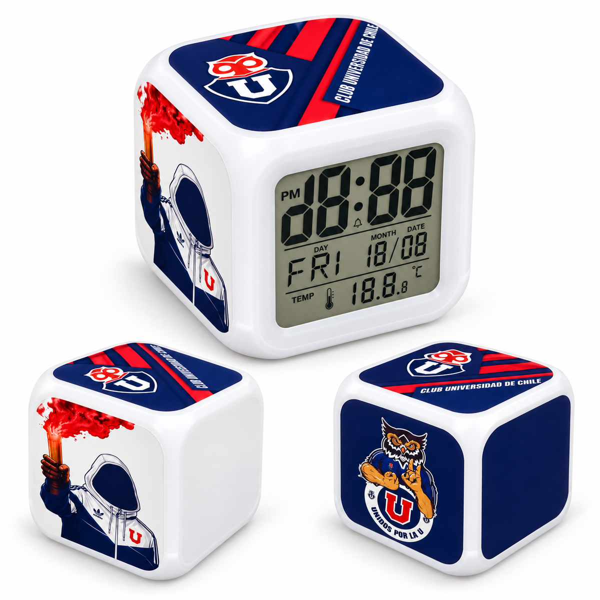Reloj Despertador Digital Universidad de Chile – Cubo LED con Cambio de Color