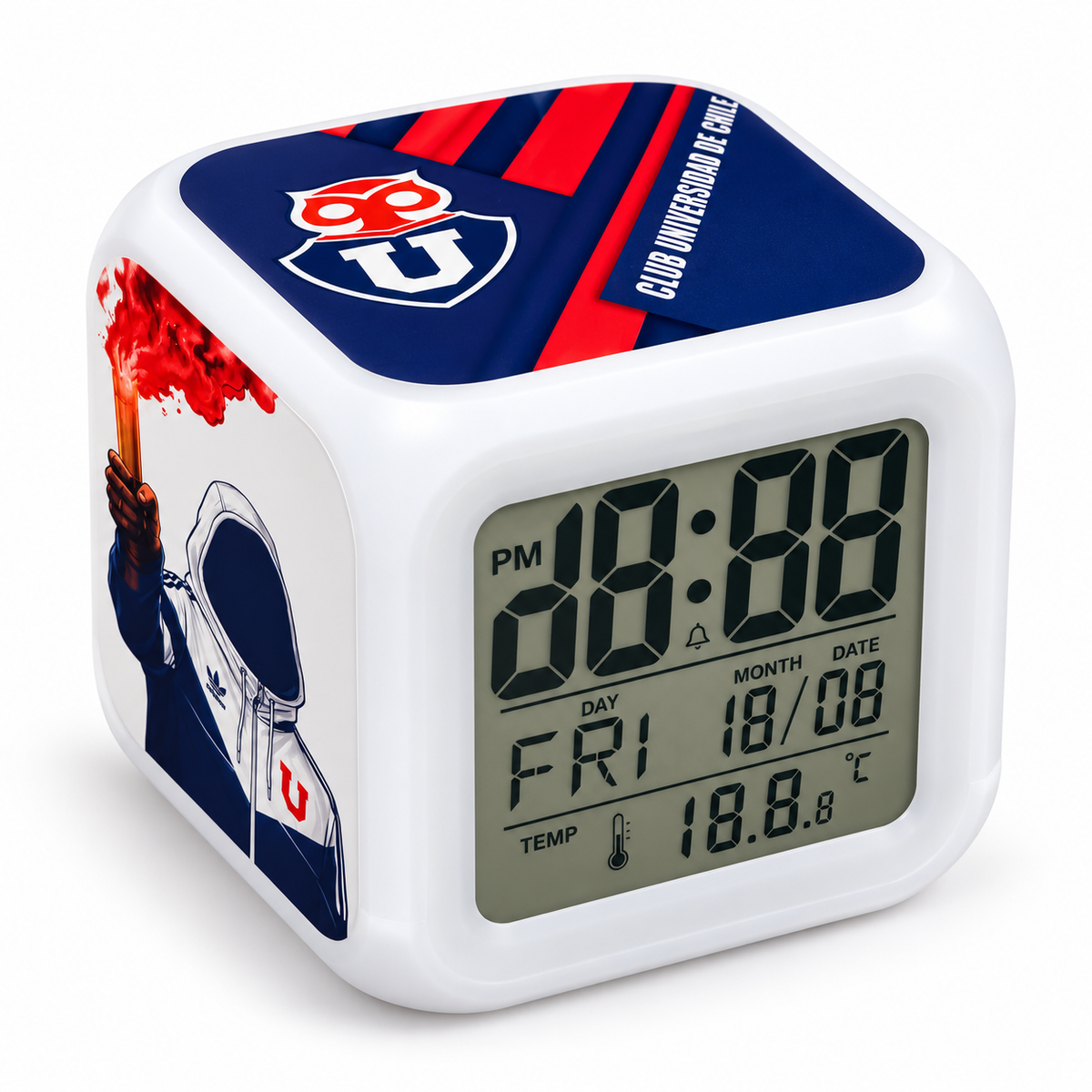 Reloj Despertador Digital Universidad de Chile – Cubo LED con Cambio de Color