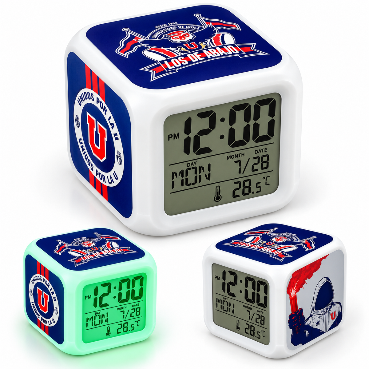 Reloj Despertador Digital Universidad de Chile – Cubo LED con Cambio de Color