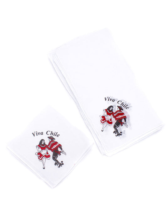 Pañuelo Blanco Estampado “Viva Chile” – Pañuelo para Cueca, Fiestas Patrias y Folclore Chileno - Chilena Cossas 