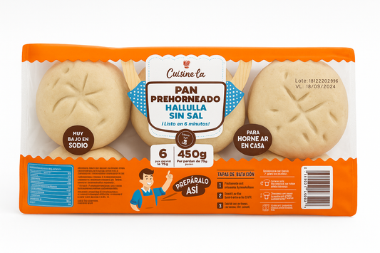 Pan prehorneado sin sal 6 unidades - Chilena Cossas 