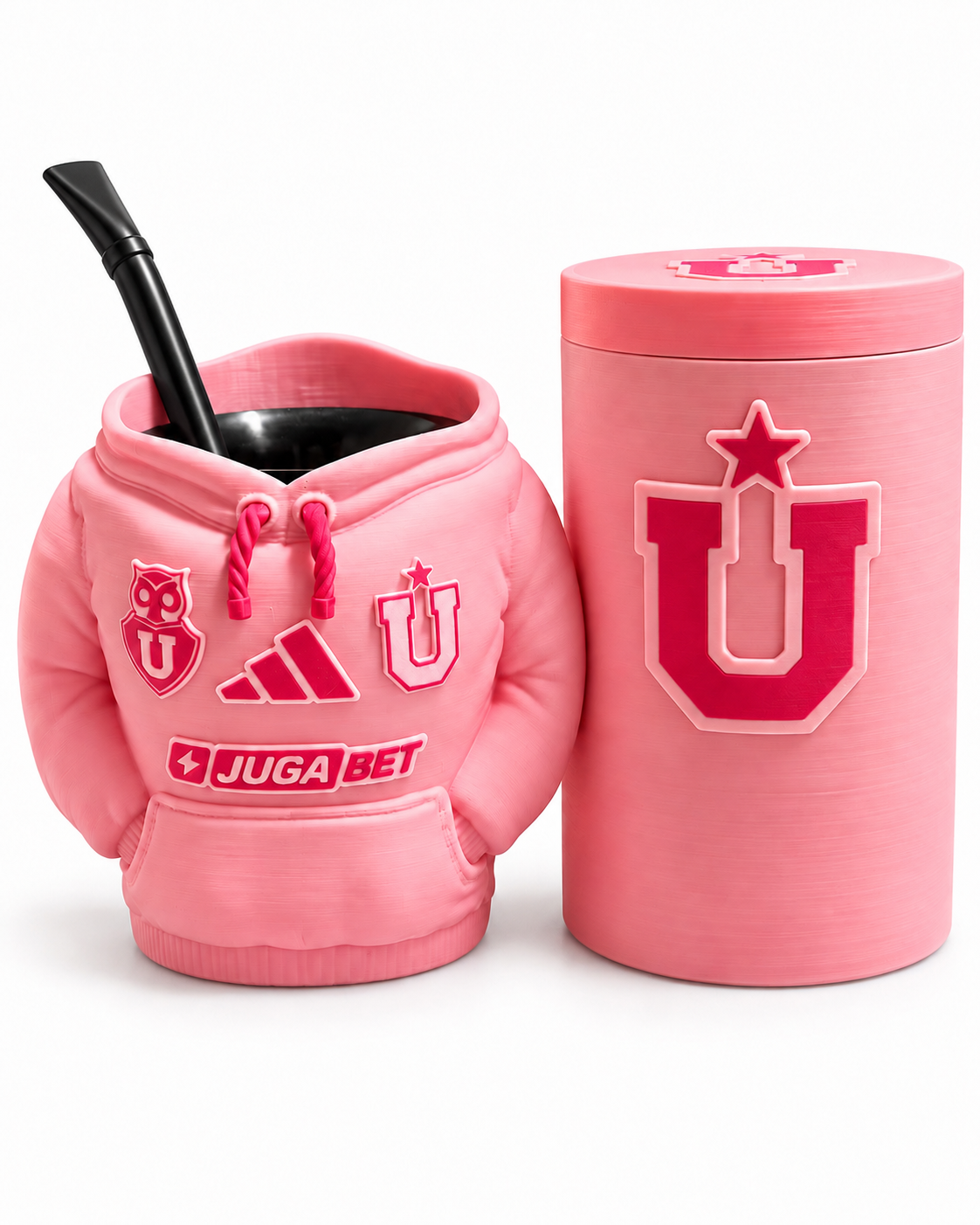 Set Matero Universidad de Chile Rosado – Mate + Contenedor para Yerba y Azúcar