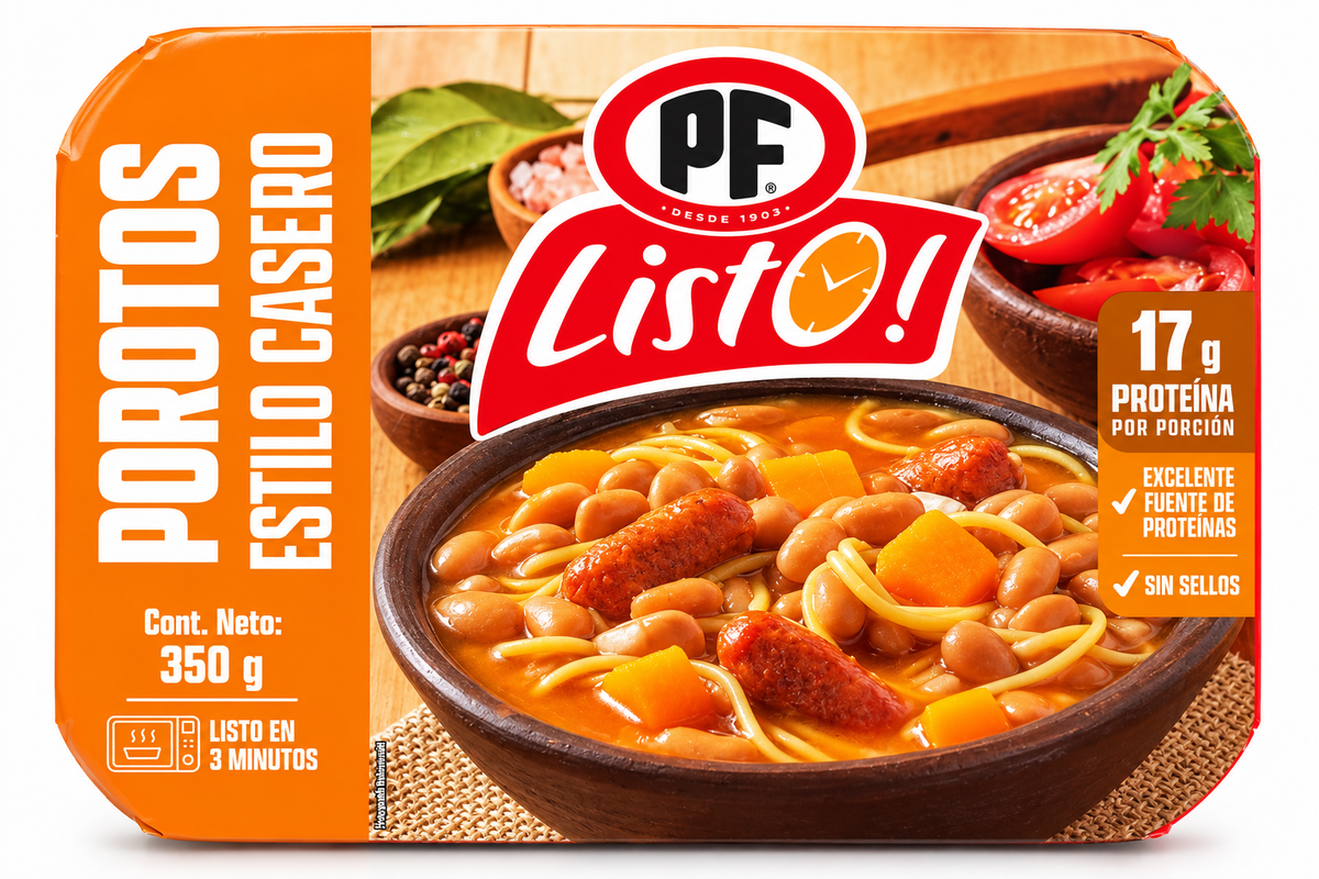 Porotos Estilo Casero PF Listo! 350 g – Porotos con Riendas y Longaniza Chilenos