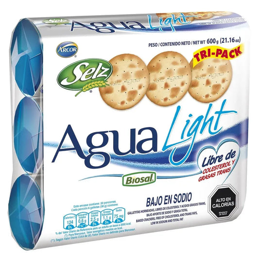 Galletas Selz Agua Light Tripack 600 g | Galletas Saladas Bajas en Sodio | Producto Chileno - Chilena Cossas 