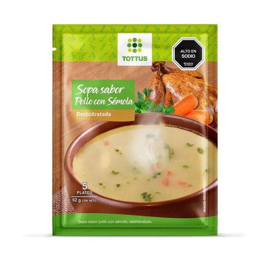 Sopa pollo con sémola Tottus - 5 porciones - Chilena Cossas 