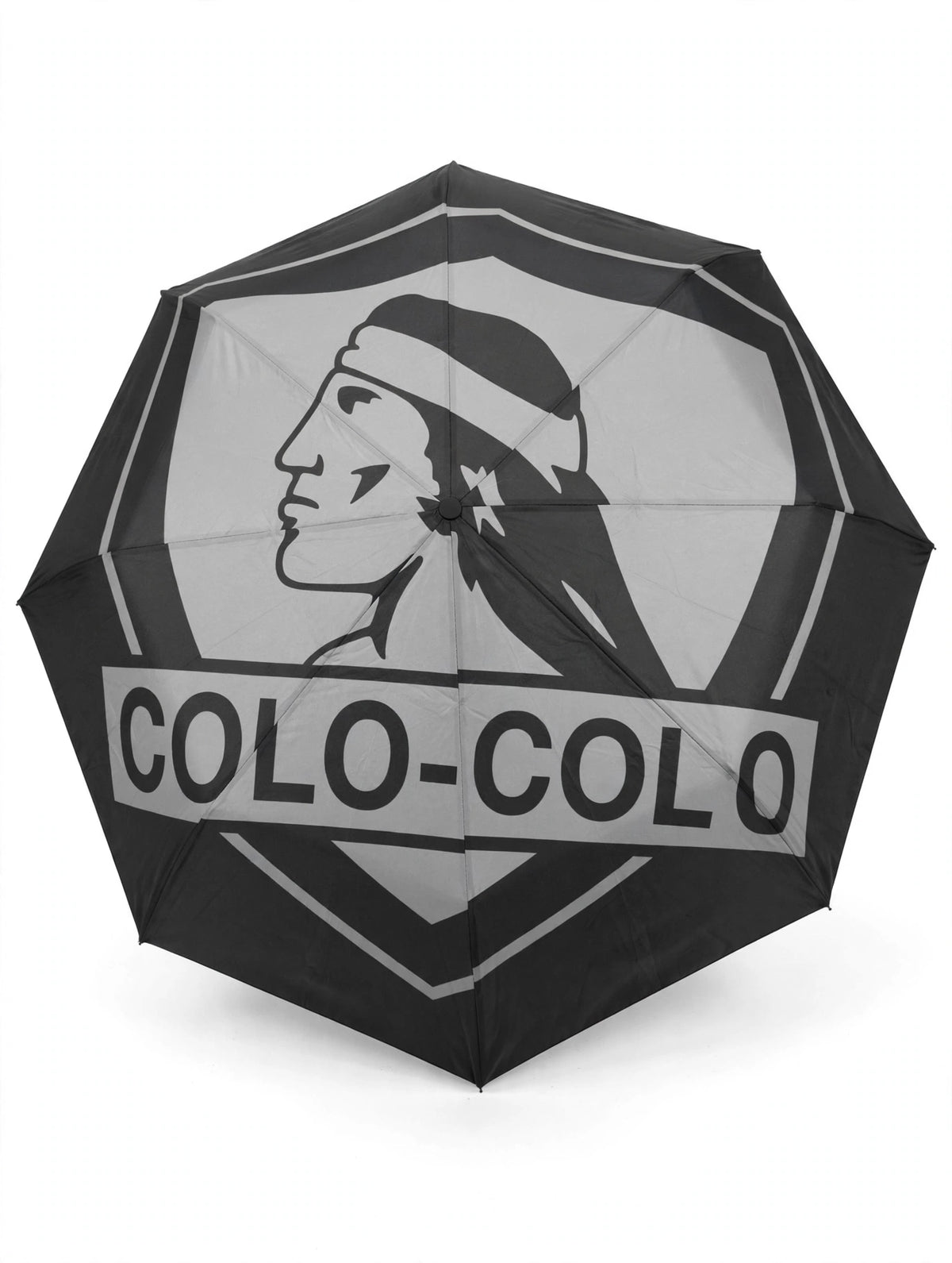 Paraguas Plegable Colo-Colo – Diseño Oficial Cacique Blanco y Negro | Compacto y Portátil