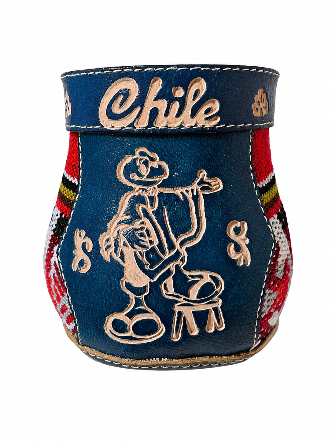 Matero Chileno Artesanal de Cuero y Telar –  Matero Tradicional Hecho en Chile | Regalo Típico Chileno - Chilena Cossas 
