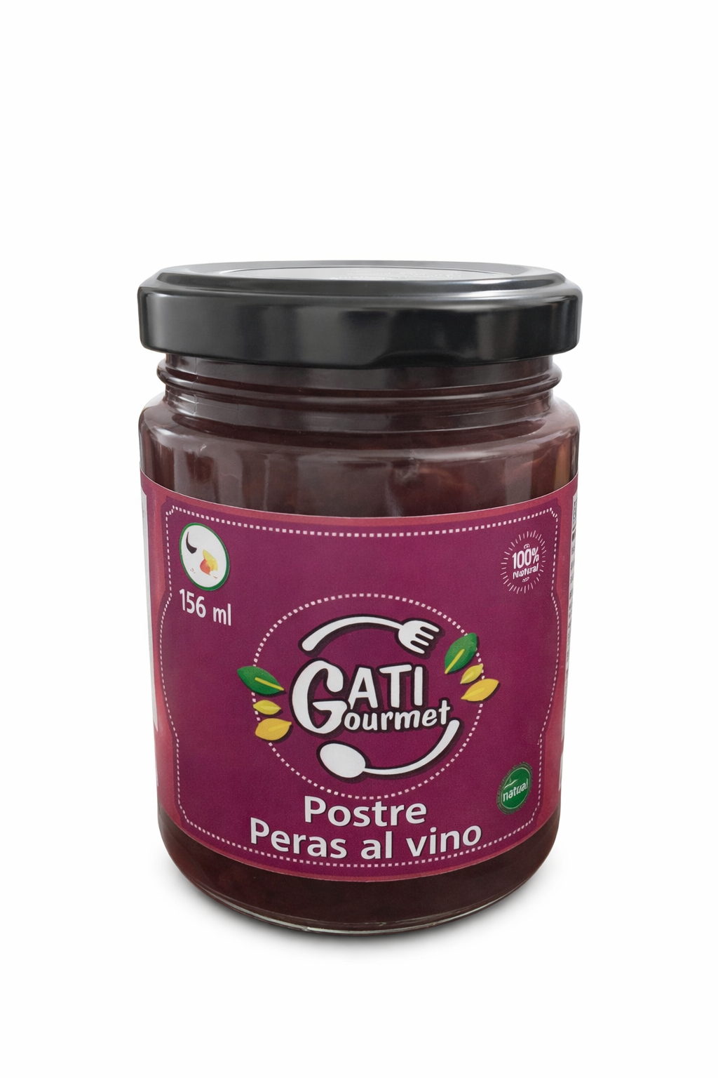 Postre peras al vino tinto endulzado con alulosa 156g - Chilena Cossas 