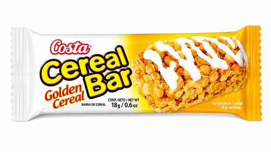 Cereal Bar - Barra de Cereal Costa Golden Cereal 18 g – Snack Crujiente | Producto Chileno Original
