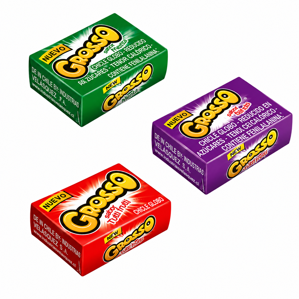Chicle Grosso 7 g – Chicle Chileno en Sabores Tutti Frutti, Sandía y Menta | Dulce Tradicional de Chile - Chilena Cossas 