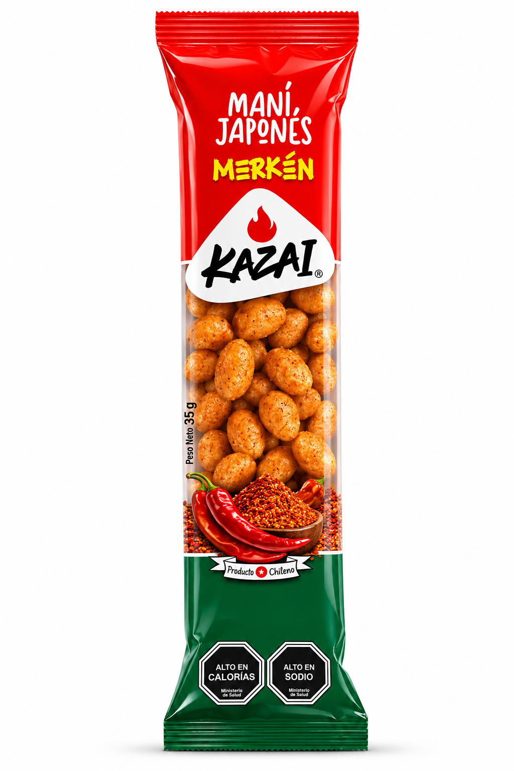 Maní Japonés Sabor Merquén - Kazai – Snack Chileno Crujiente con Toque Picante, 90g