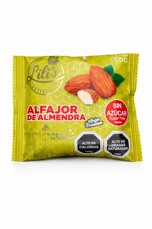 Alfajor artesanal premium de almendra sin azúcar marca Lili's  - Chilena Cossas 