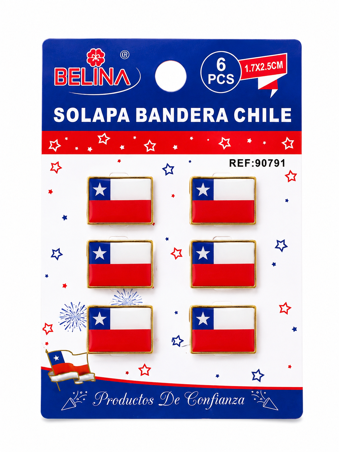 Set de 6 Pines Bandera de Chile – Prendedores Patrióticos Fiestas Patrias