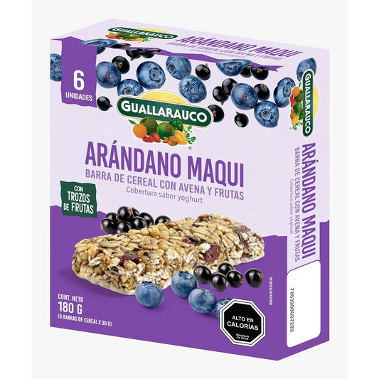 Barra de cereal arándano maqui- Guallarauco pack 6 unidades