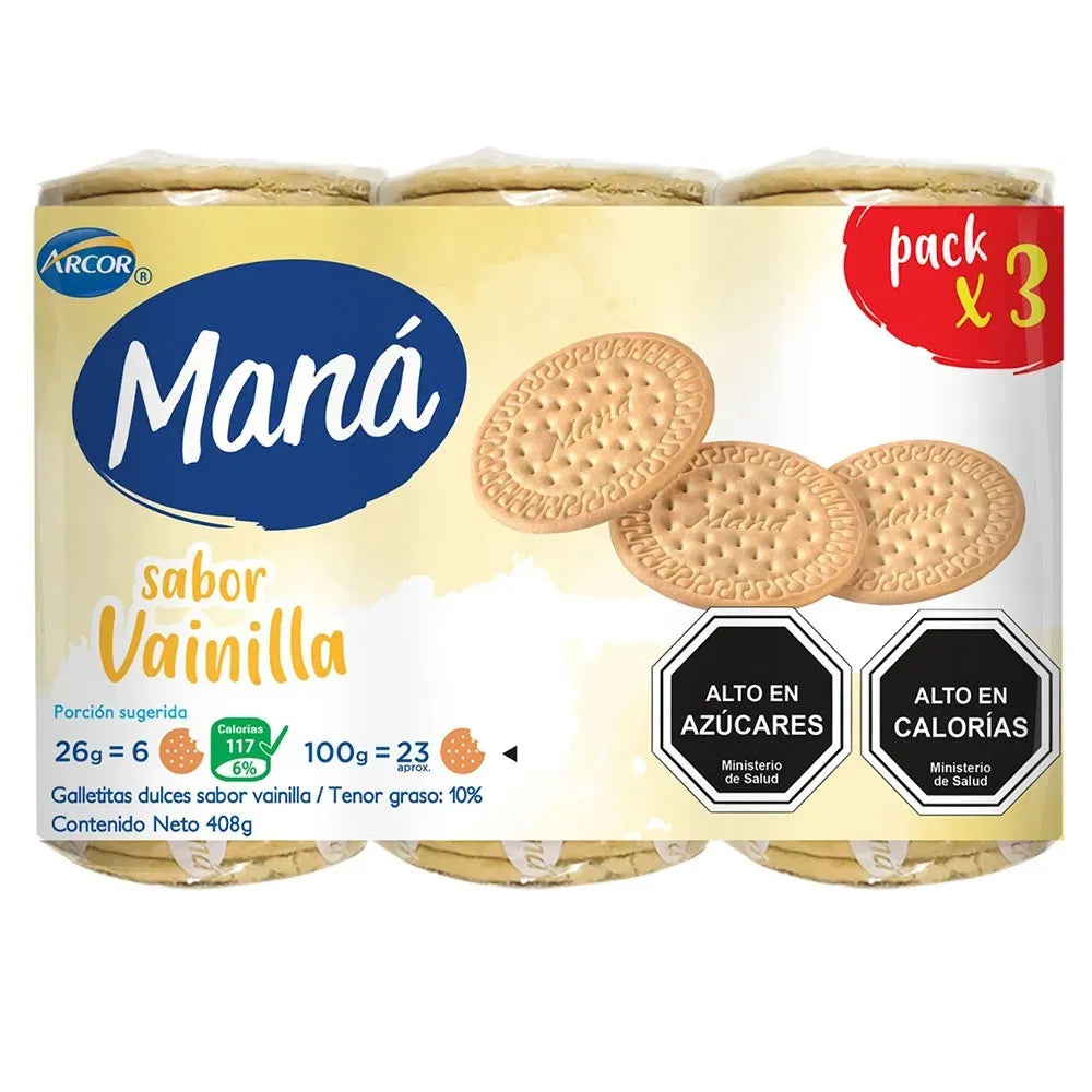 Galleta Maná sabor vainilla 408g