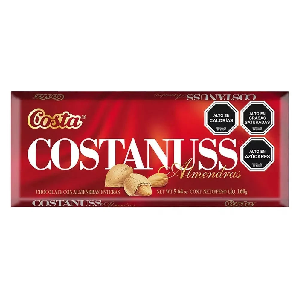 Costa Costanuss Almendras 160g – Chocolate Chileno con Almendras Enteras | Importado de Chile - Chilena Cossas 