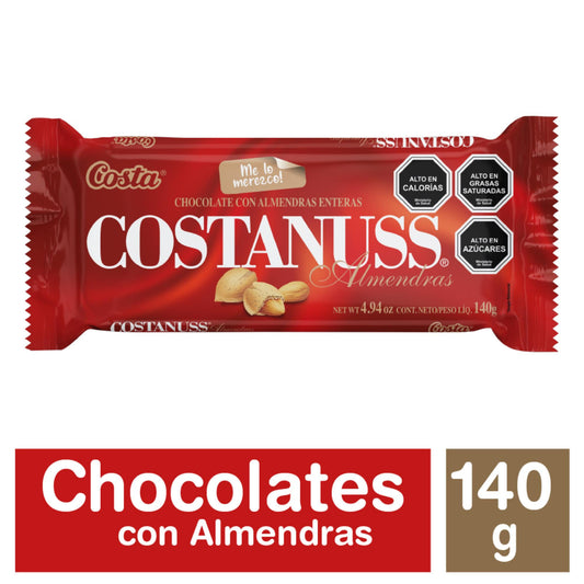 Costa Costanuss Almendras 140g – Chocolate Chileno con Almendras Enteras | Importado de Chile