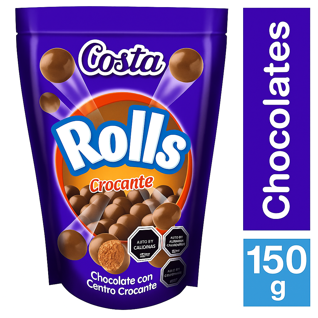 Costa Rolls Crocante 150 g – Chocolate con centro crujiente