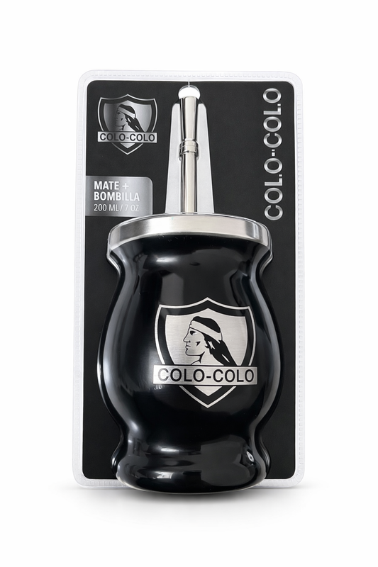 Mate Colo Colo con Bombilla 200ml | Set Oficial Club Colo-Colo Chile - Chilena Cossas 
