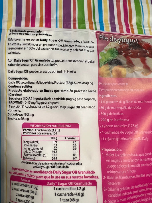 Endulzante Chao azúcar, a base de fructosa y sucralosa 125g