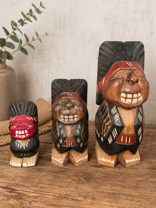 Indio Pícaro Chileno de Madera Tallada – Figura Decorativa Artesanal Tradicional de Chile - Chilena Cossas 