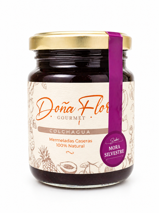 Mermelada de Mora Silvestre Gourmet Doña Flor 300g, origen Colchagua Chile.