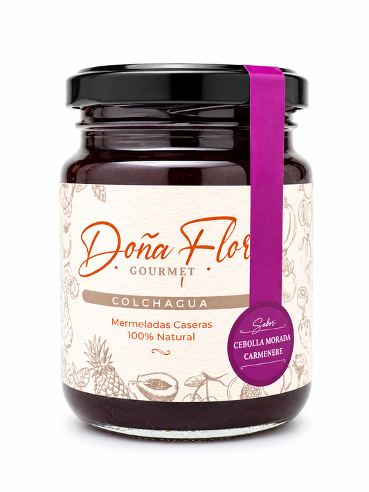 Frasco de Mermelada de Cebolla Morada al Carménère Doña Flor Gourmet de 300g