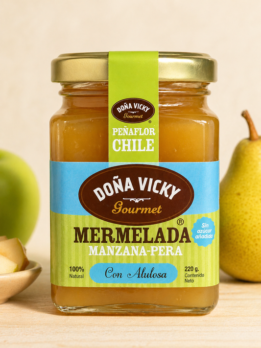 Mermelada Manzana-Pera Sin Azúcar Añadida Doña Vicky 220g | Apple Pear Jam with Allulose | Sugar-Free Chilean Gourmet Spread
