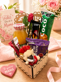 Bandeja Día de la Madre con Snacks Chilenos | Regalo para Mamá con Alfajores, Jugo y Chocolates- Tamaño small