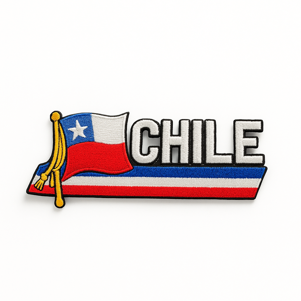 Parche Bordado CHILE – Bandera y Detalles Premium